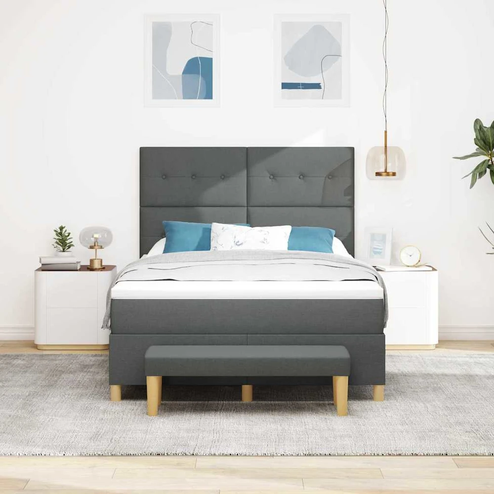 Kiemas lova su pagalve Tamsiai pilka 200 x 140 cm audinys