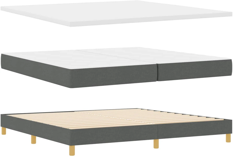 Kiemas lova su čiužiniu Tamsiai pilka 200 x 200 cm audinys