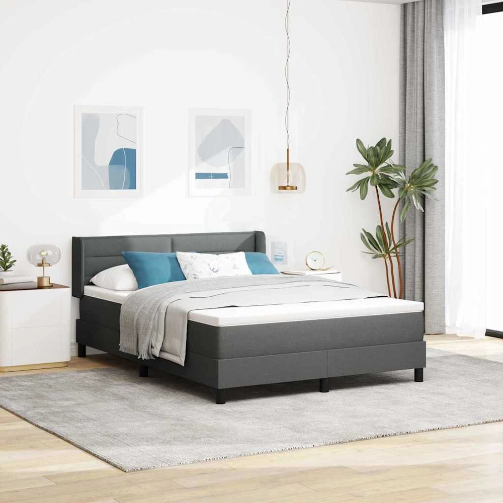 Kiemas lova su galvūgalio Tamsiai pilka 200 x 160 cm audinys