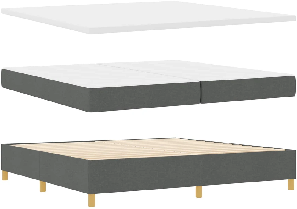 Kiemas lova su čiužiniu Tamsiai pilka 200 x 200 cm audinys