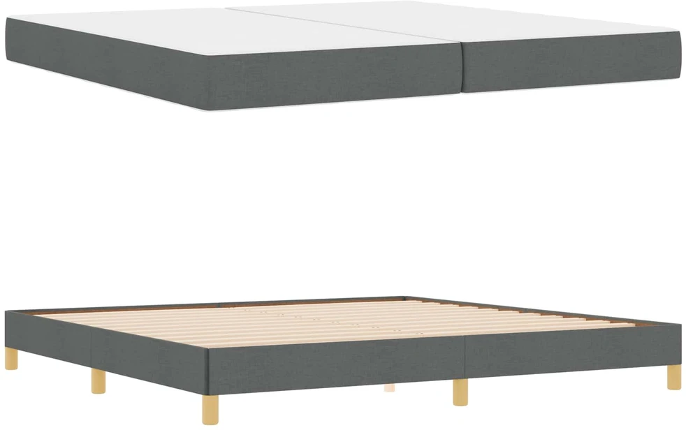 Kiemas lova su čiužiniu Tamsiai pilka 200 x 200 cm audinys