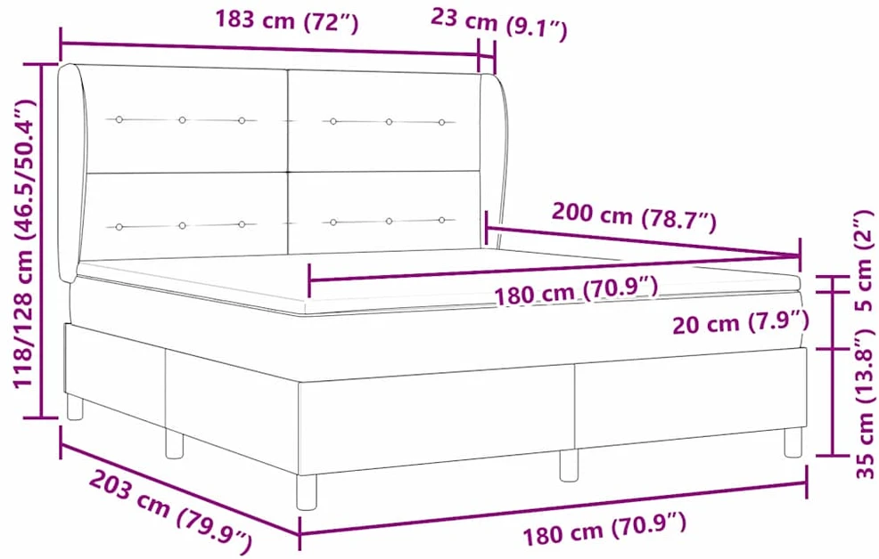 Kiemas lova su pagalve Tamsiai pilka 200 x 180 cm Aksomas