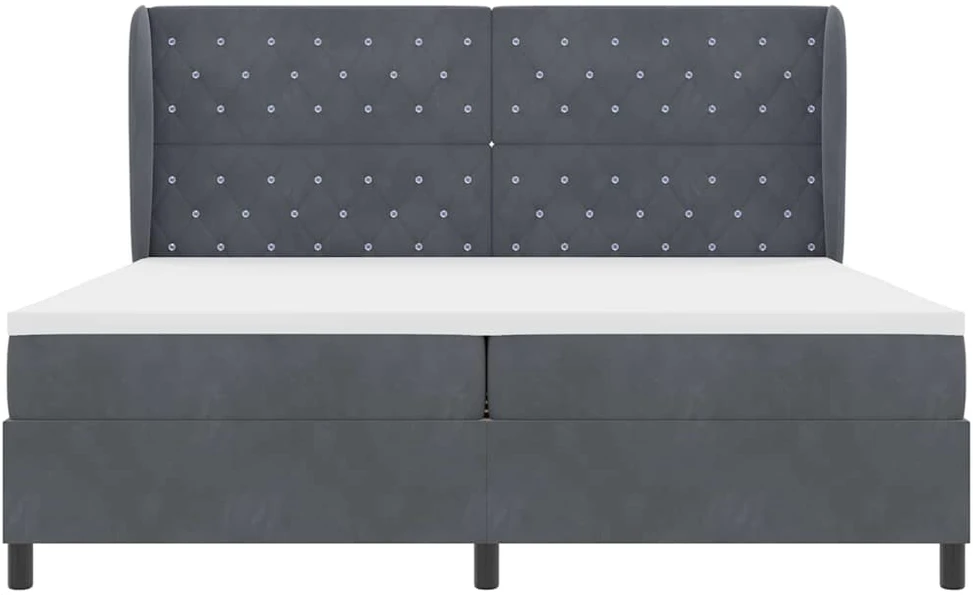 Kiemas lova su čiužiniu Tamsiai pilka 200 x 200 cm Aksomas