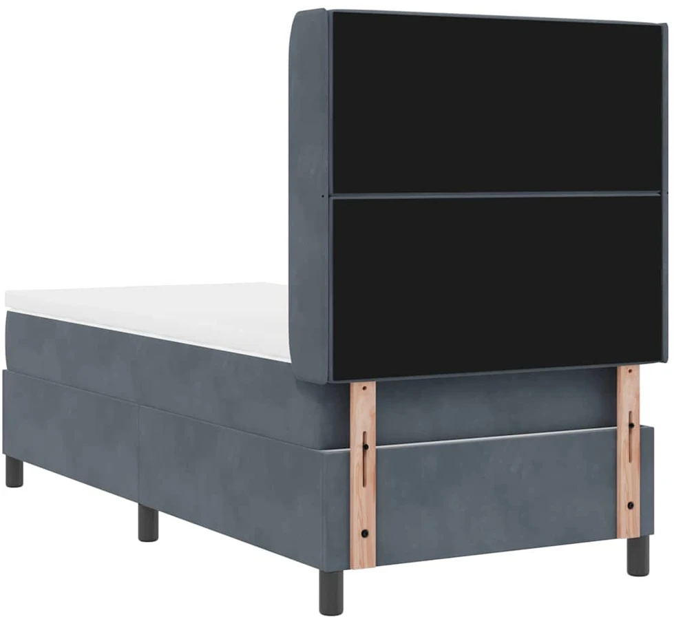 Kiemas lova su čiužiniu Tamsiai pilka 90 x 200 cm Aksomas