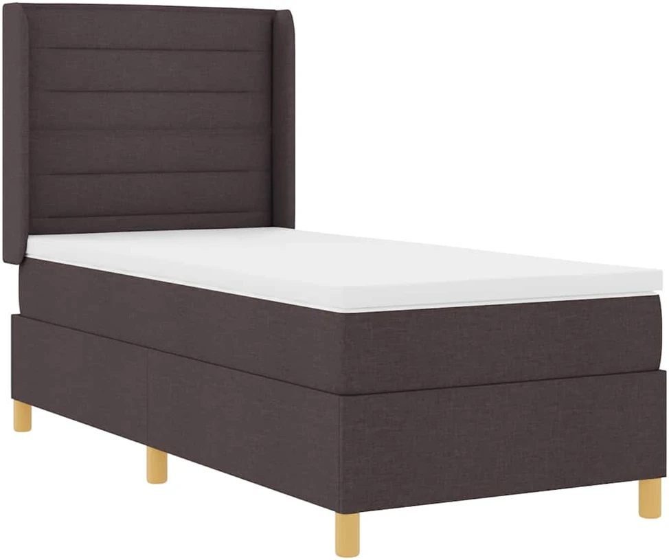 Kiemas lova su čiužiniu Tamsiai rudas 90 x 200 cm audinys