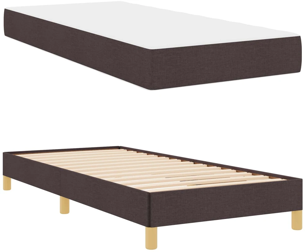 Kiemas lova su čiužiniu Tamsiai rudas 90 x 200 cm audinys