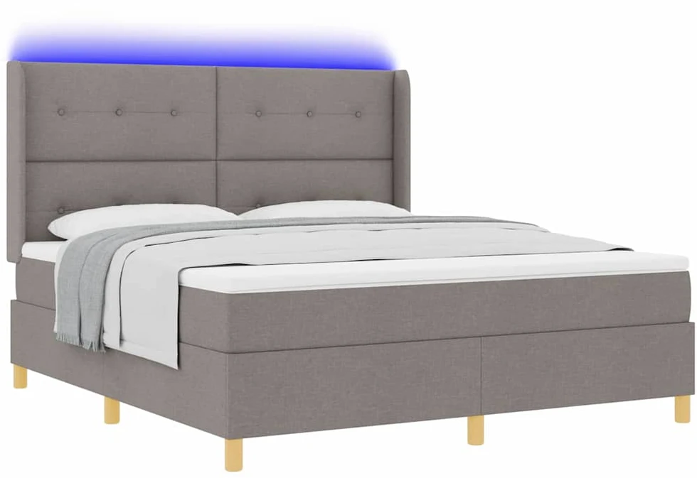 Kiemas lova su LED juostelėmis Tortora 180 x 200 cm audinys