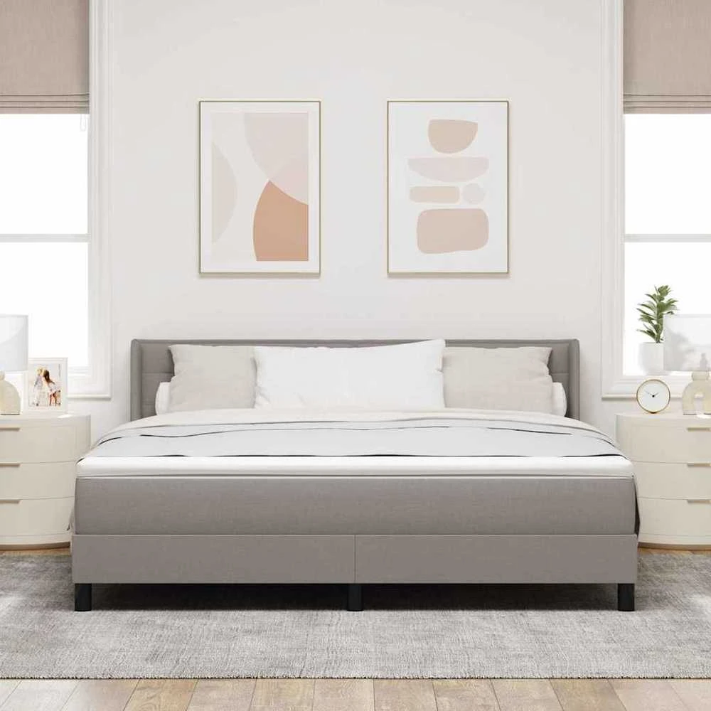 Kiemas lova su galvūgalio Taupe 200 x 180 cm audinys