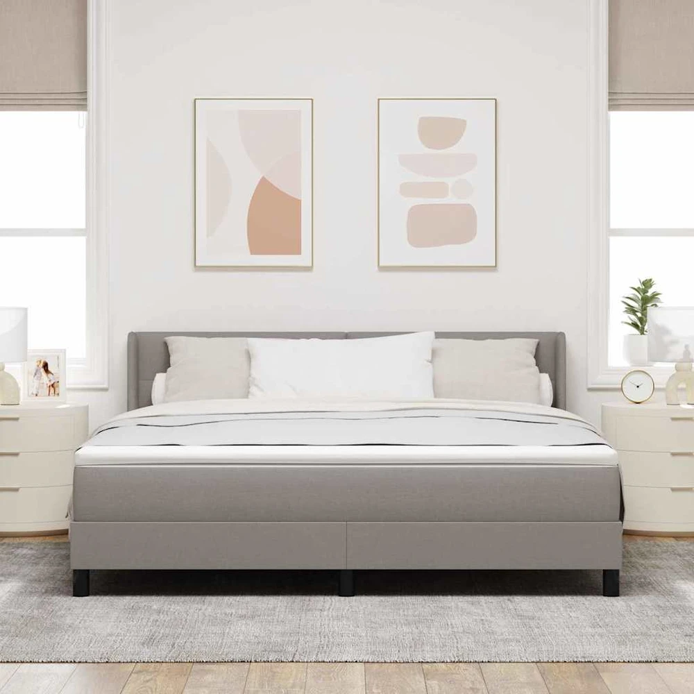 Kiemas lova su galvūgalio Taupe 200 x 180 cm audinys