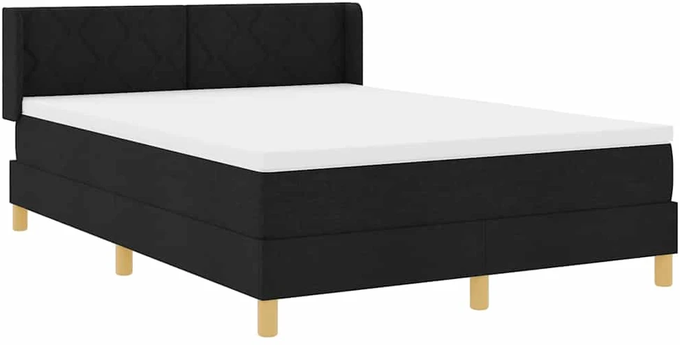 Kiemas lova su galvūgalio Juoda 200 x 140 cm audinys