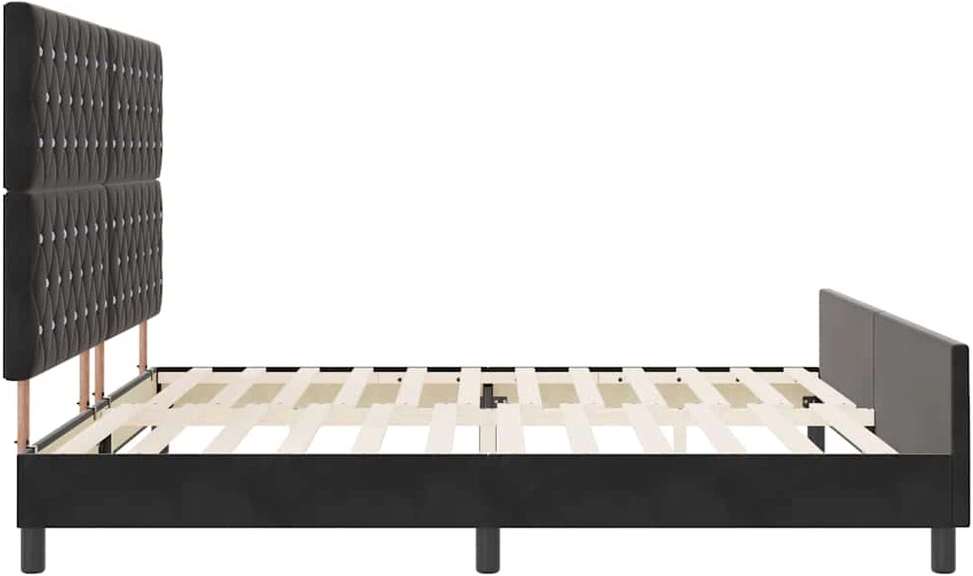 Kiemas lova su galvūgalio Juoda 200 x 200 cm Aksomas