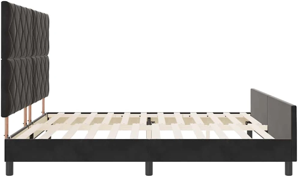 Kiemas lova su galvūgalio Juoda 200 x 200 cm Aksomas