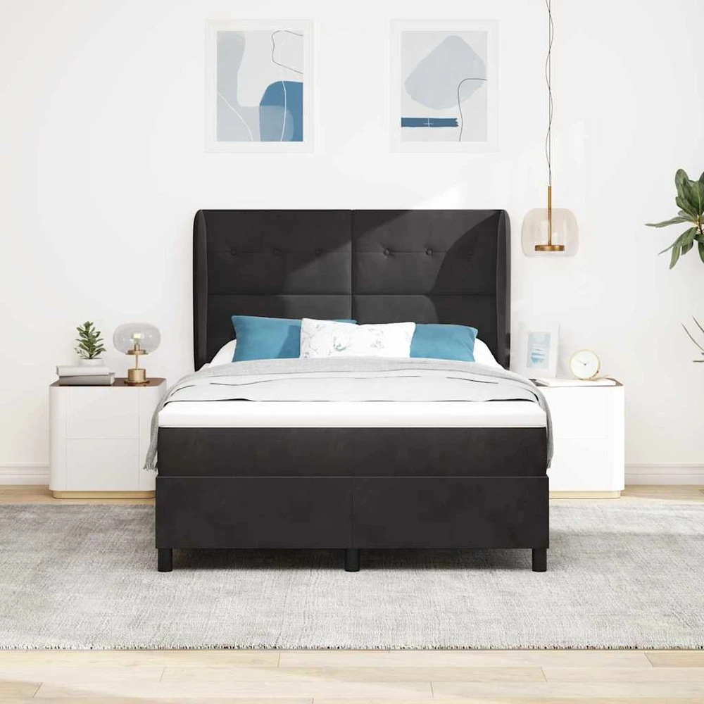 Kiemas lova su galvūgalio Juodas 200 x 140 cm Aksomas