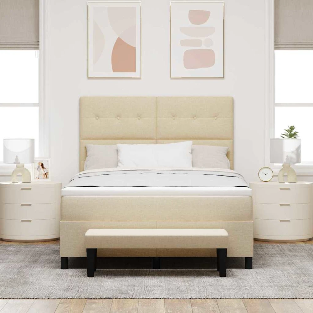 Kiemas lova su galvūgalio Kreminė 140 x 200 cm audinys