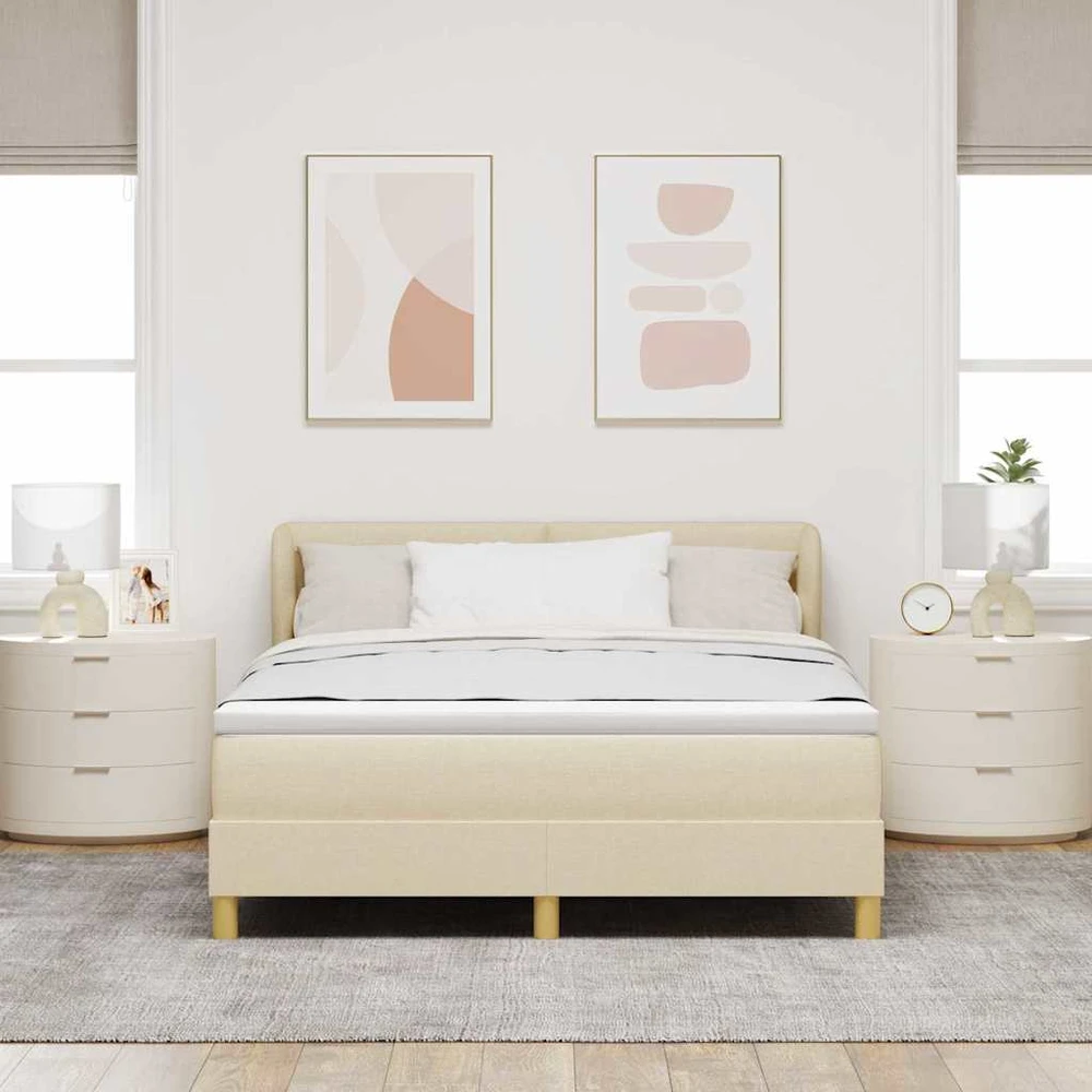 Kiemas lova su galvūgalio Kreminė 160 x 200 cm audinys