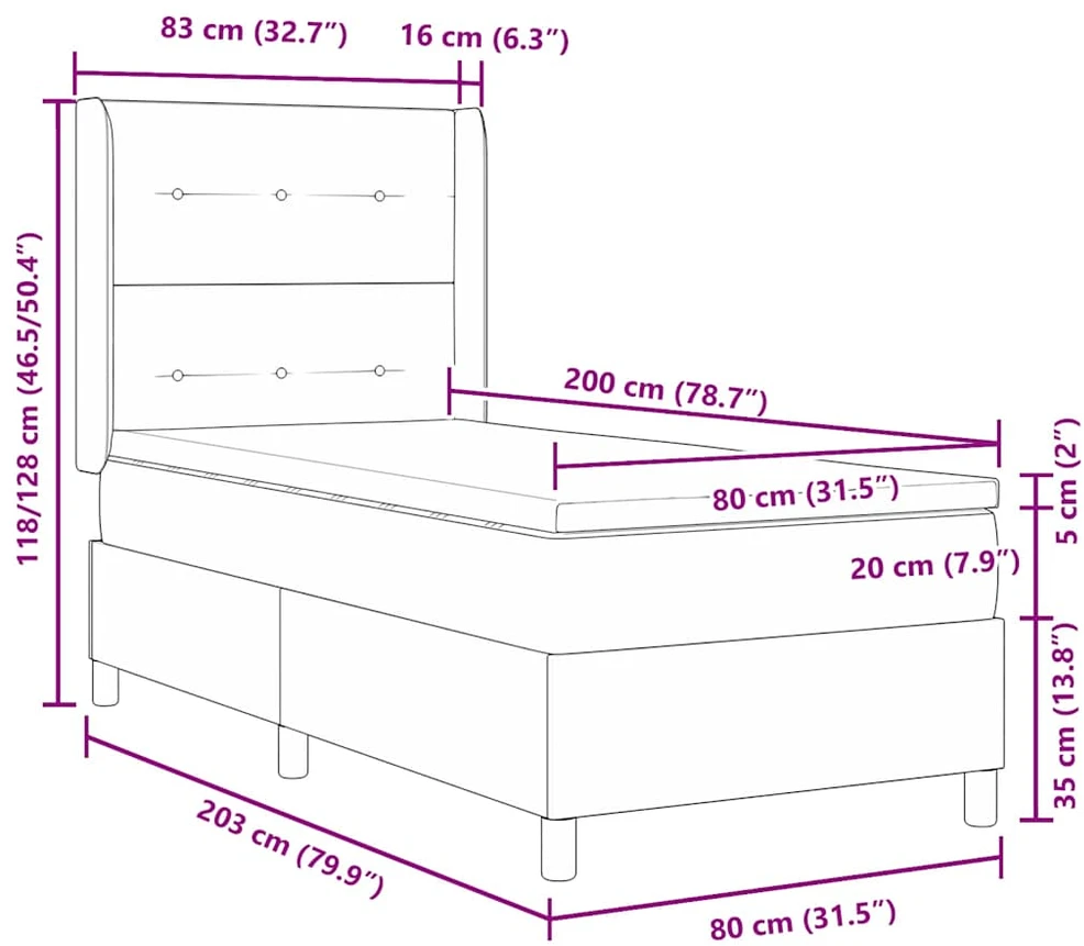 Kiemas lova su galvūgalio Mėlyna 80 x 200 cm Aksomas