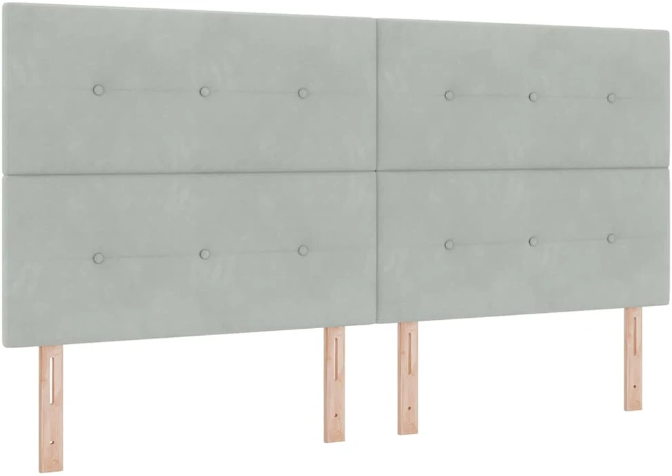 Kiemas lova su galvūgalio Šviesiai pilka 200 x 200 cm Aksomas