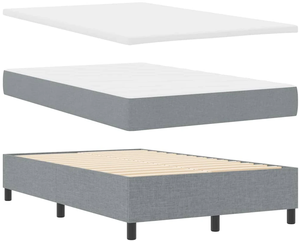 Kiemas lova su galvūgalio Šviesiai pilka 120 x 200 cm audinys