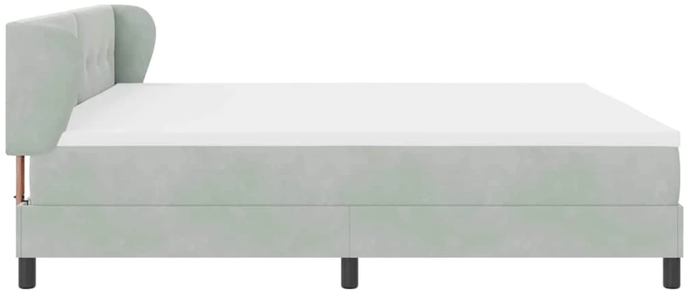 Kiemas lova su galvūgalio Šviesiai pilka 200 x 200 cm Aksomas
