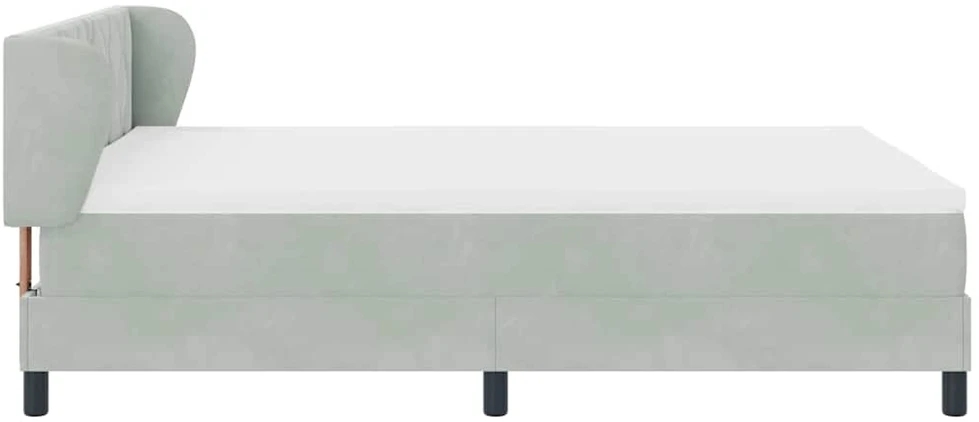 Kiemas lova su galvūgalio Šviesiai pilka 140 x 200 cm Aksomas