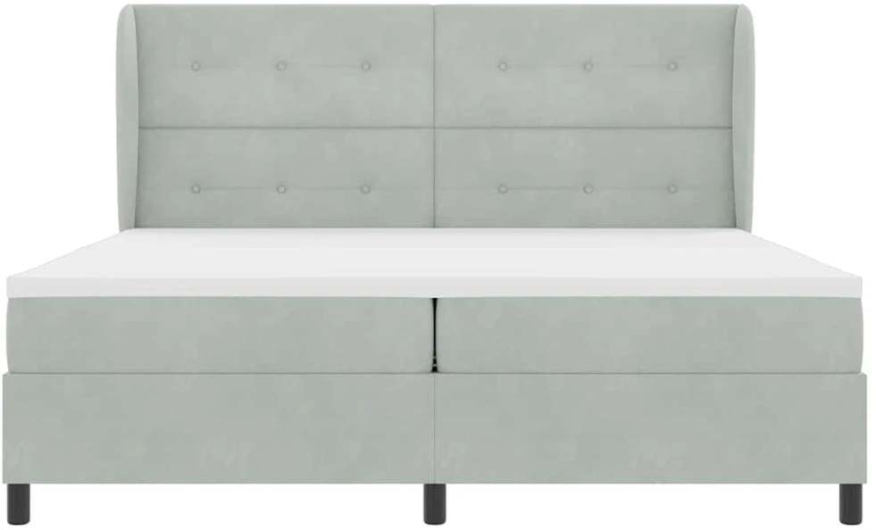 Kiemas lova su galvūgalio Šviesiai pilka 200 x 200 cm Aksomas
