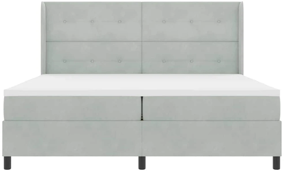 Kiemas lova su galvūgalio Šviesiai pilka 200 x 200 cm Aksomas