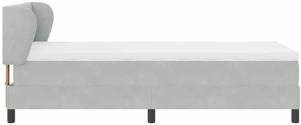 Kiemas lova su galvūgalio Šviesiai pilka 100 x 200 cm Aksomas