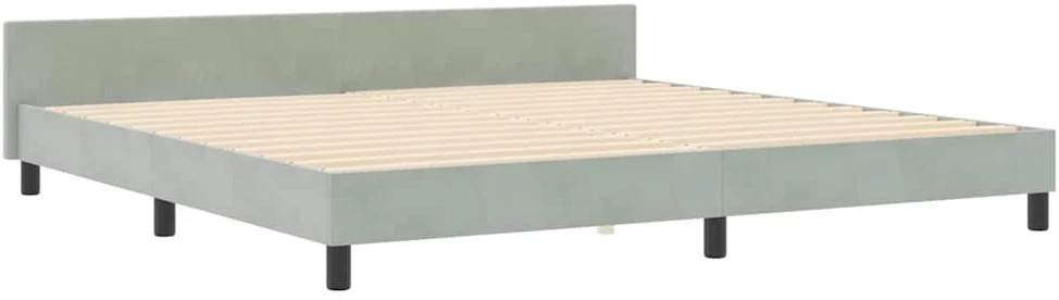 Kiemas lova su galvūgalio Šviesiai pilka 200 x 200 cm Aksomas