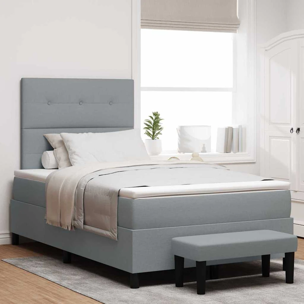 Kiemas lova su galvūgalio Šviesiai pilka 120 x 190 cm audinys