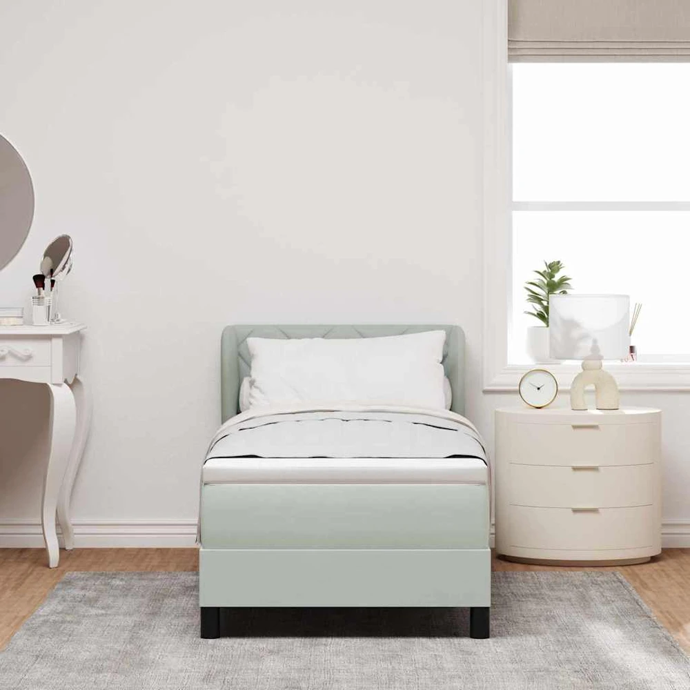Kiemas lova su galvūgalio Šviesiai pilka 80 x 200 cm Aksomas
