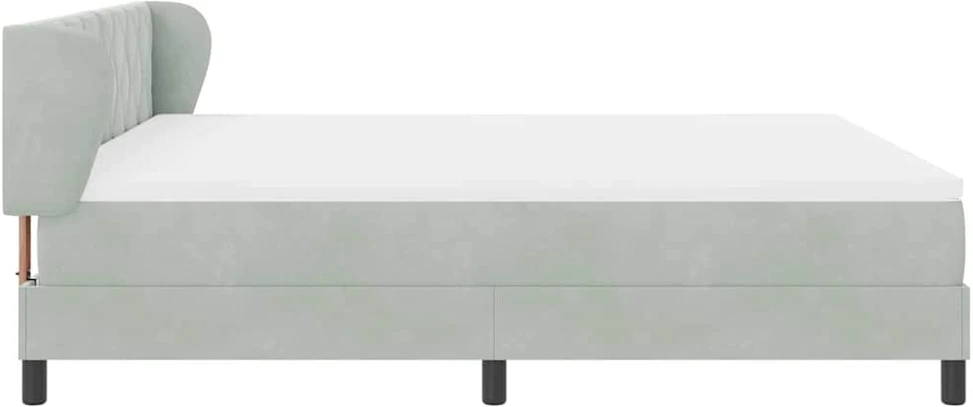 Kiemas lova su galvūgalio Šviesiai pilka 180 x 200 cm Aksomas