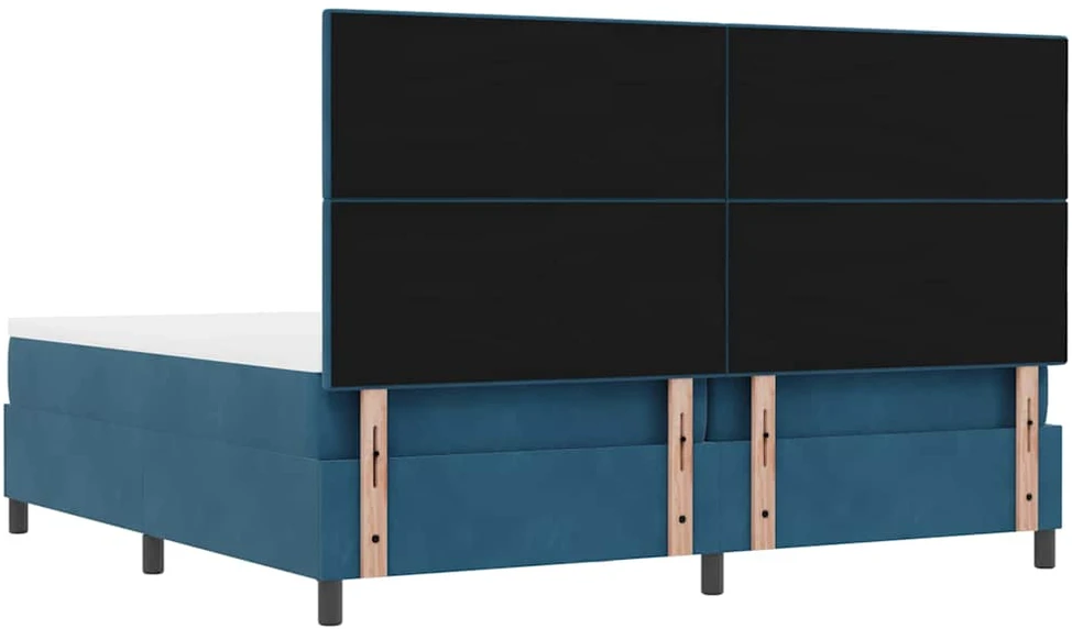 Kiemas lova su galvūgalio Tamsi mėlyna 200 x 200 cm Aksomas