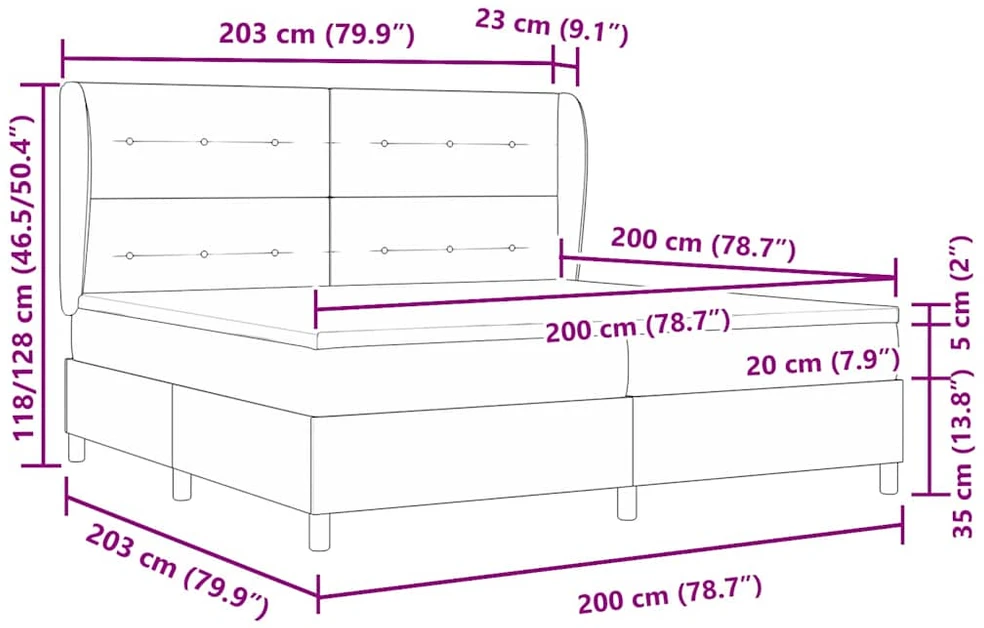 Kiemas lova su galvūgalio Tamsiai mėlyna 200 x 200 cm Aksomas