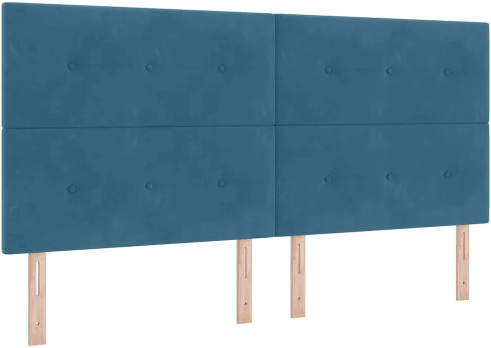 Kiemas lova su galvūgalio Tamsiai mėlyna 200 x 200 cm Aksomas