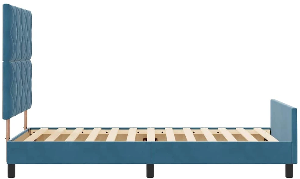Kiemas lova su galvūgalio Tamsiai mėlyna 100 x 200 cm Aksomas