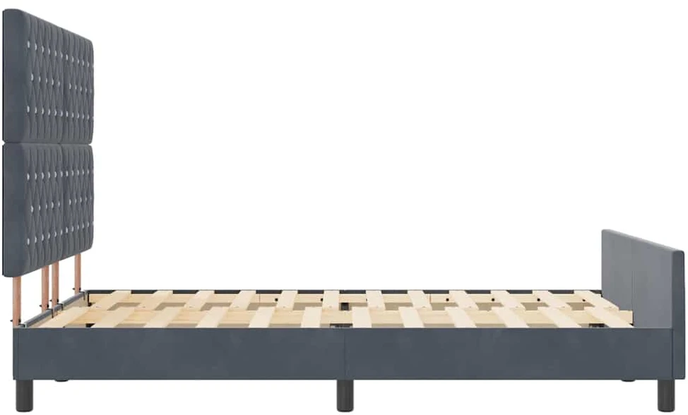 Kiemas lova su galvūgalio Tamsiai pilka 140 x 200 cm Aksomas
