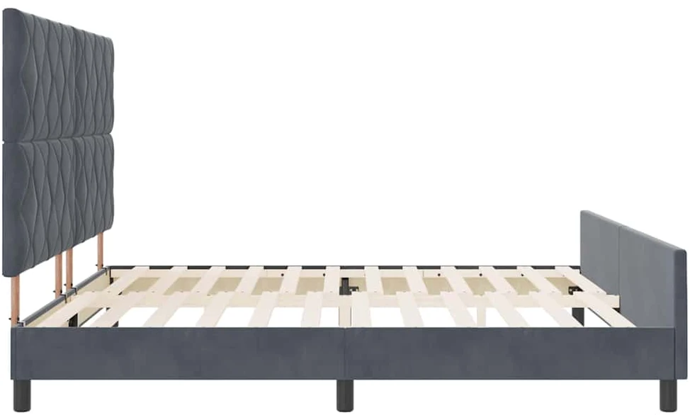 Kiemas lova su galvūgalio Tamsiai pilka 200 x 200 cm Aksomas