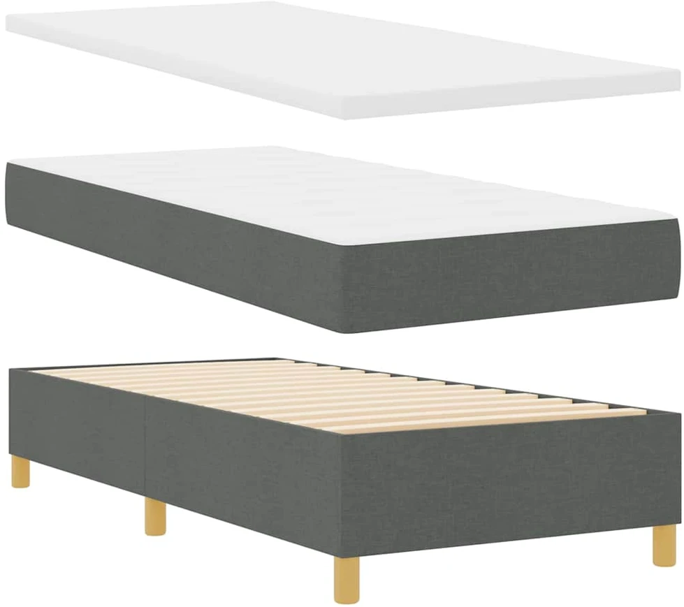 Kiemas lova su galvūgalio Tamsiai pilka 90 x 190 cm audinys