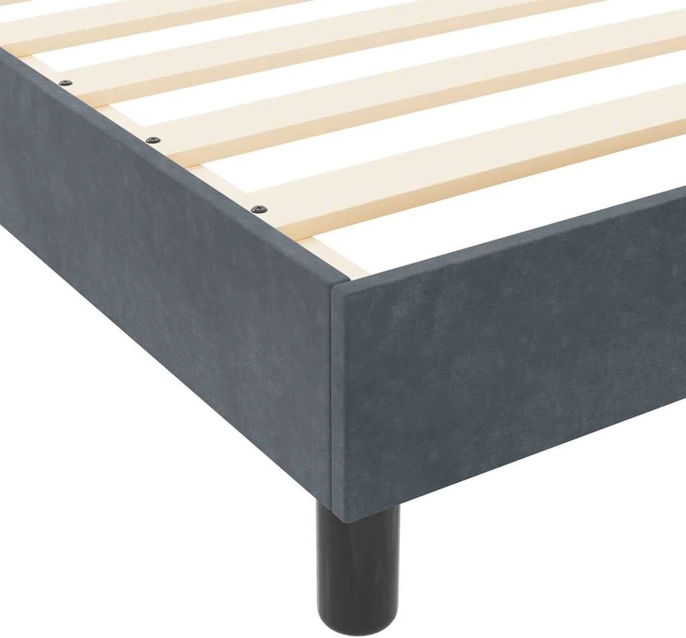 Kiemas lova su galvūgalio Tamsiai pilka 140 x 200 cm Aksomas