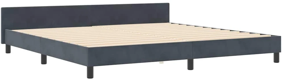Kiemas lova su galvūgalio Tamsiai pilka 200 x 200 cm Aksomas