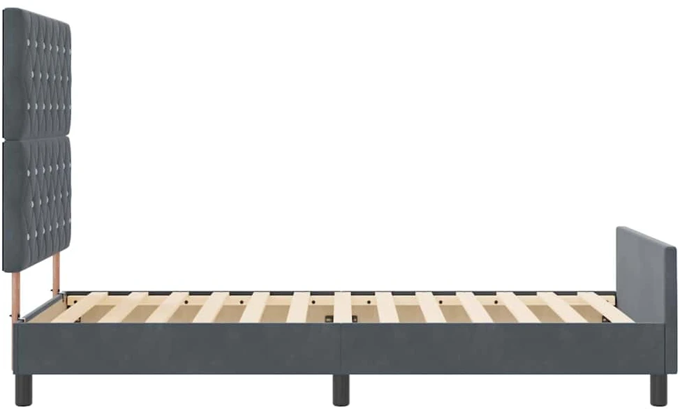 Kiemas lova su galvūgalio Tamsiai pilka 100 x 200 cm Aksomas
