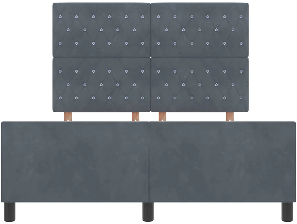 Kiemas lova su galvūgalio Tamsiai pilka 140 x 200 cm Aksomas