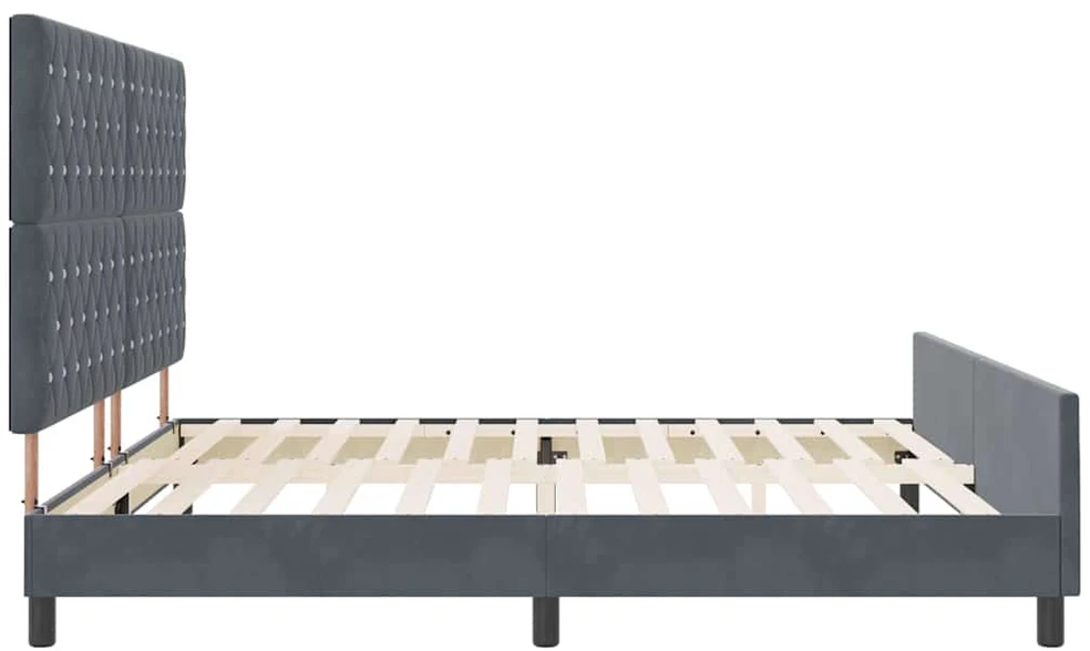 Kiemas lova su galvūgalio Tamsiai pilka 200 x 200 cm Aksomas