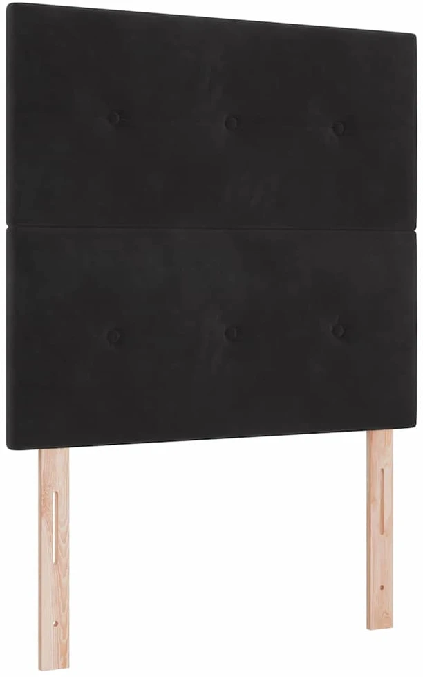 Kiemas lova su LED juostelėmis Juoda 100 x 200 cm Aksomas