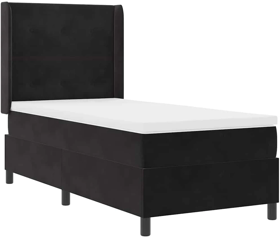 Kiemas lova su LED juostelėmis Juoda 100 x 200 cm Aksomas
