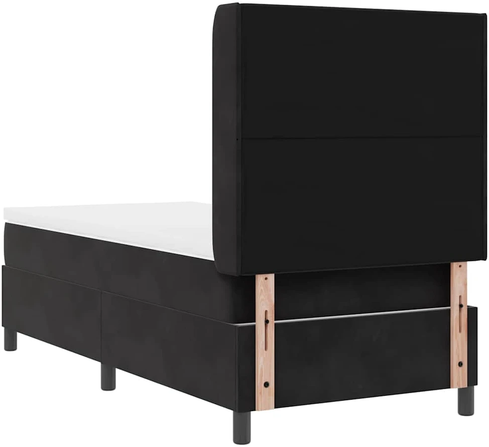 Kiemas lova su LED juostelėmis Juoda 100 x 200 cm Aksomas