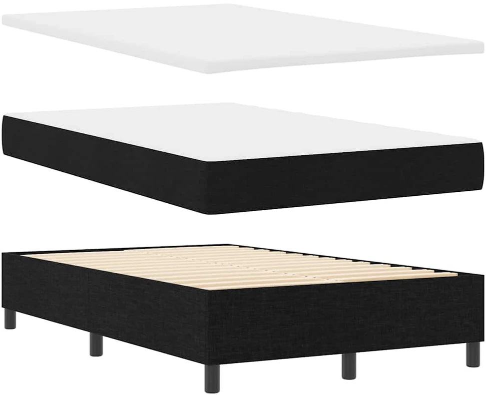 Kiemas lova su LED juostelėmis Juoda 120 x 190 cm audinys
