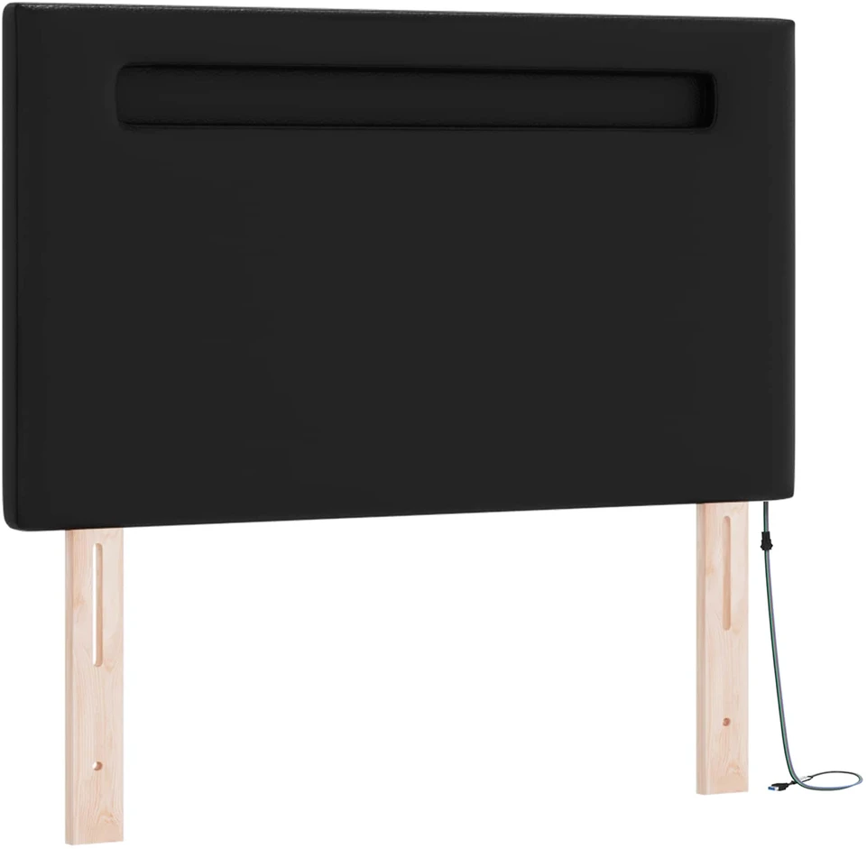 Kiemas lova su LED juostelėmis Juoda 120 x 200 cm Dirbtinė oda