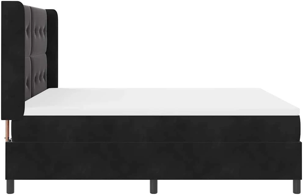 Kiemas lova su LED juostelėmis Juoda 180 x 200 cm Aksomas