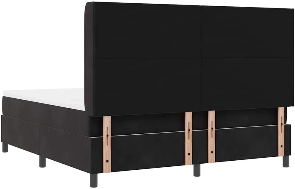 Kiemas lova su LED juostelėmis Juoda 180 x 200 cm Aksomas